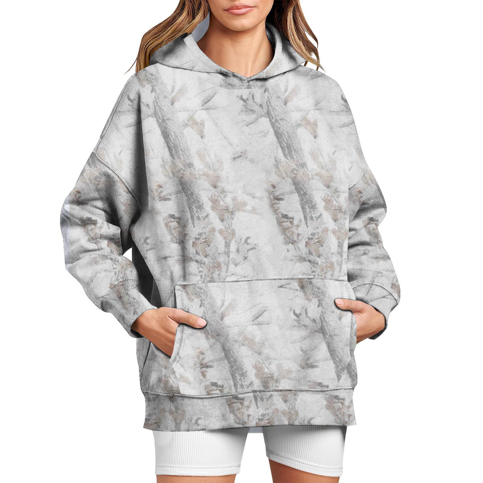 

Женская толстовка с принтом, повседневная удобная свободная легкая женская толстовка с длинным рукавом и круглым вырезом XL светло-серый