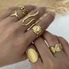Stainless Steel Irregular Geometric Ring for Women Vintage Gold Color Sun Leaf Joint Finger Ring Party Versatile Jewerly Gifts