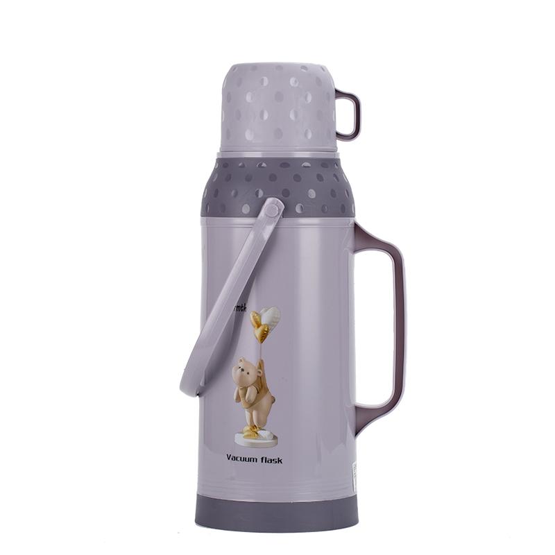 2L Vintage Thermos Flask with Leather Insulation for Dorm/Home - Small, Plastic Shell for Boiling Water