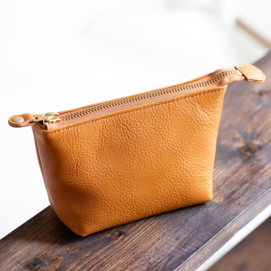 artigianoworks Leather Pouch Accessory Case for Women and Makeup Greige (Himeji, Japan) Men, Cowhide, Travel, Pouch, Bag-in-Bag, apo-01cs,