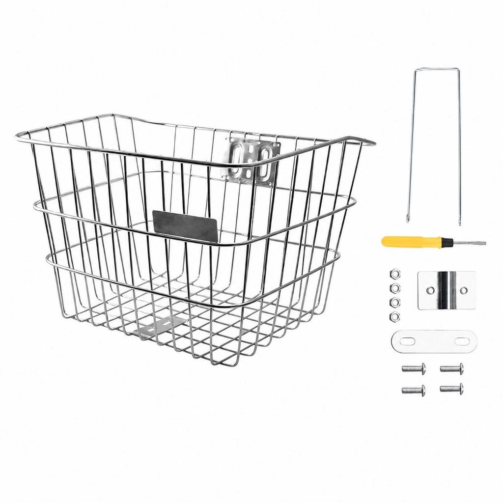 Stainless Steel Front Cycle Basket Weather-Resistant for Grocery Runs