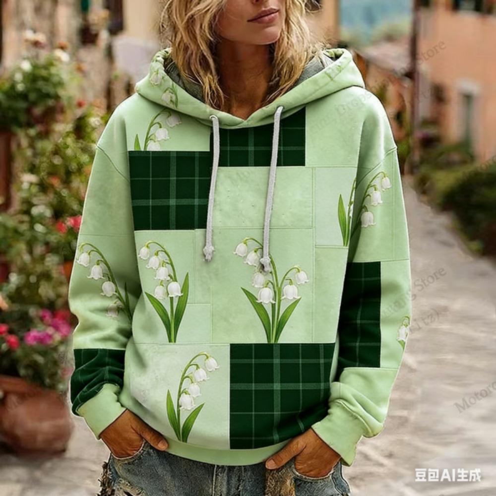 Retro Floral 3d Print Women's Hoodies European American Style Hoodie Women Fashion Casual Sweatshirt Women Clothes Top