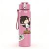 1PC Girl Reading Book Cute Cartoon Print 750ml Color Plastic Sports Water Bottle Leakproof Flip Straw Lid Suitable for Sports Office Home Use