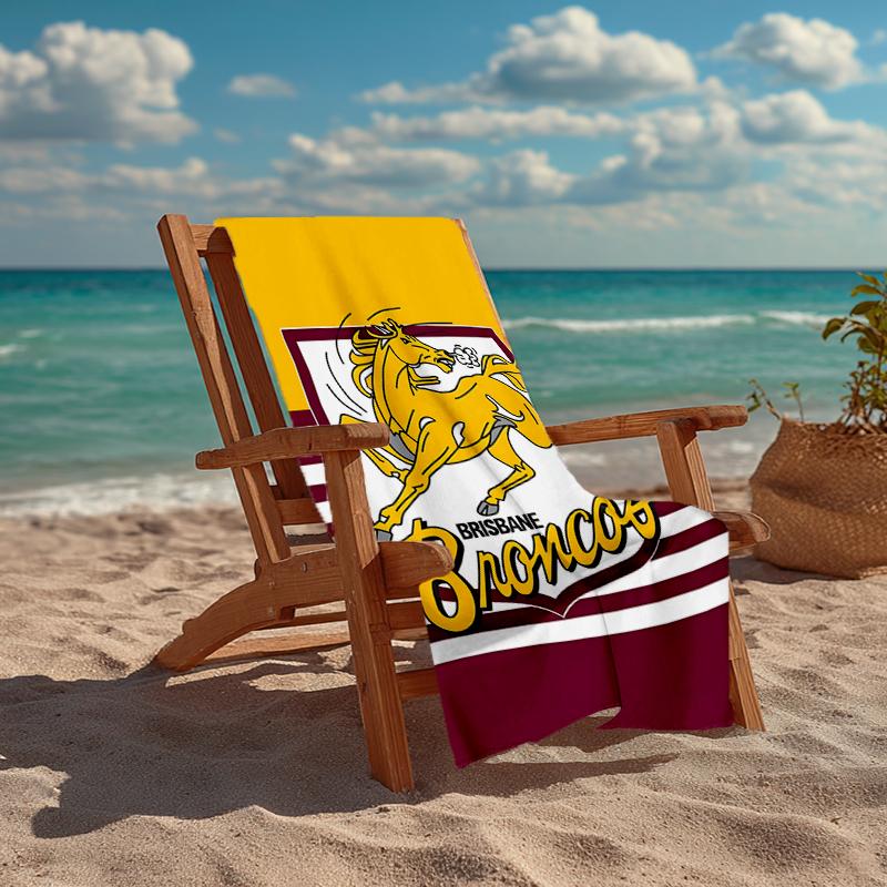 Brisbane Broncos Fashion Beach Towel: Ideal for Summer Adventures, Soft, absorbent and quick drying, suitable for swimming and bathing