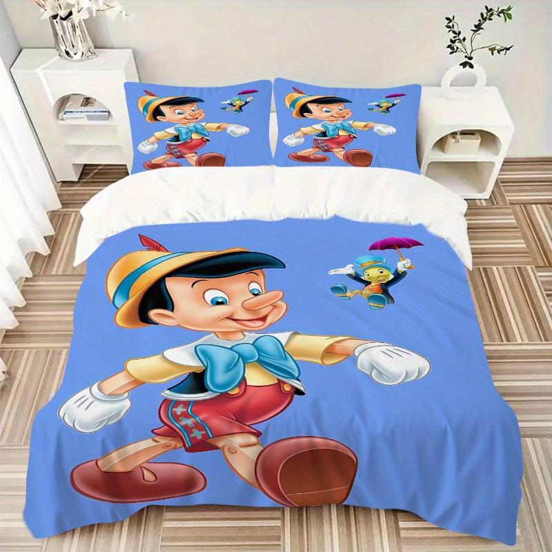 3pcs Pinocchio & Jiminy Cricket Bedding Set, Including 1 Quilt Cover and 2 Pillow Shams, Without Filling, Soft and Comfortable Home Bedroom Fabri