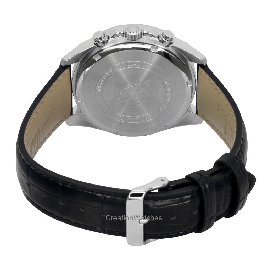 Casio Edifice Analog Standard Chronograph Leather Strap Salmon Dial Quartz EFV-610EL-5A 100M Men's Watch