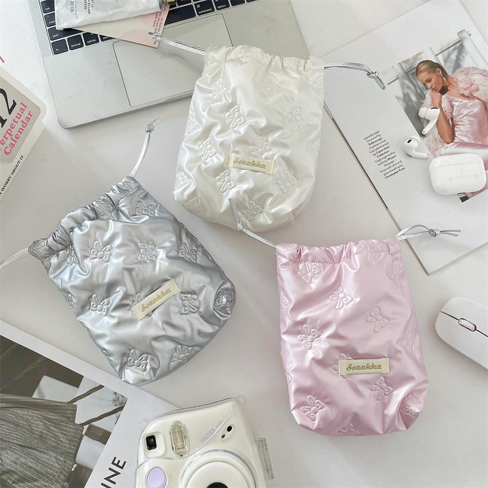 Portable Pu Girls Purse With Adjustable Drawstring For Travel And Makeup Storage