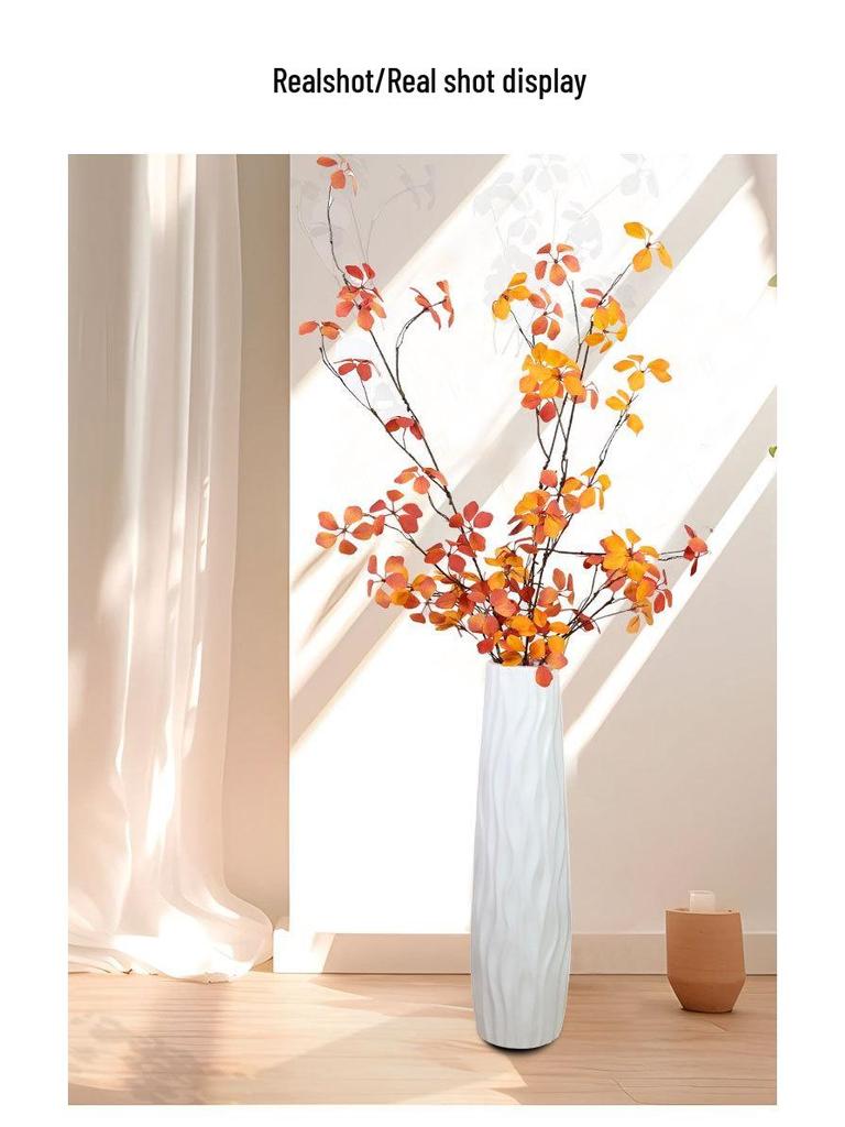 Large Modern Nordic Ceramic Floor Vase: Black & White Minimalist Design for Dried Flowers and French Arrangements In Living Room