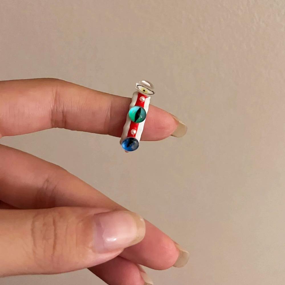 Геометрическое кольцо «Глаз Демона» Y2K Макаронный цвет Кольцо Личность Преувеличенное кольцо Украшение Style1