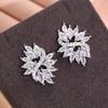Huitan Luxury Trendy Geometric Crystal Cubic Zirconia Stud Earrings for Women Daily Wear Party Statement Accessories Zircon