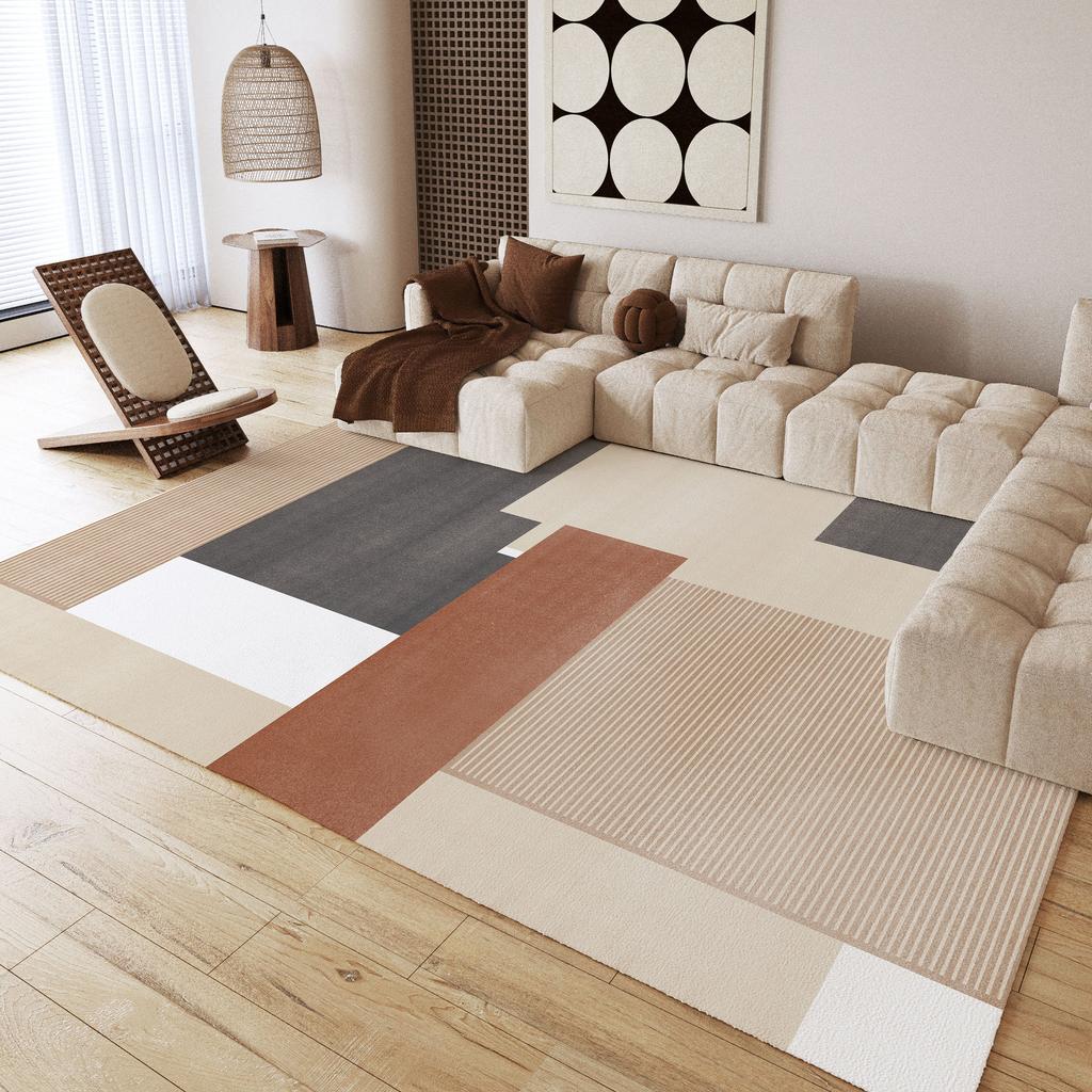 Modern Minimalist Living Room Rug Luxury Sofa & Coffee Table Throw Room Decor Easy-Care Home Bedroom Floor Mat
