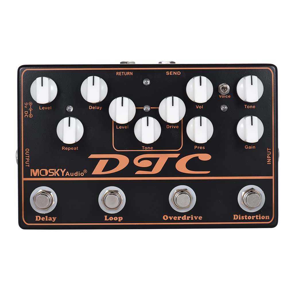Sunydog DTC Electric Guitar Effects Distortion Overdrive Loop Delay 4-in-1 Pedal + + +