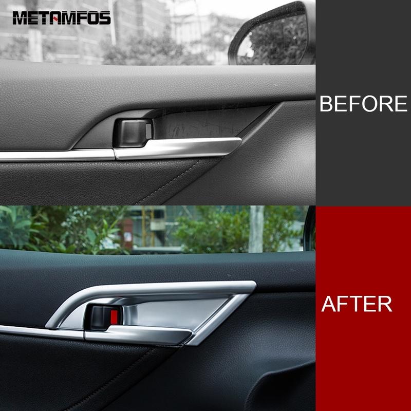 For Toyota Camry 2018-   Carbon Fiber Interior Door Handle Bowl Cover Trim Sticker Bezel Accessories Car Styling