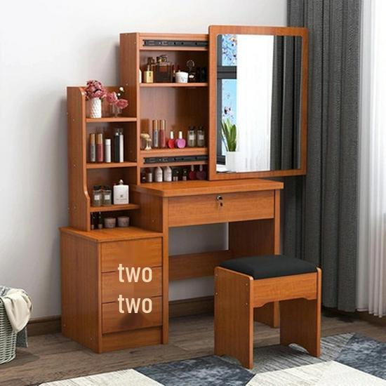 Compact Modern Makeup Dressing Table with Sliding Mirror and Integrated Storage