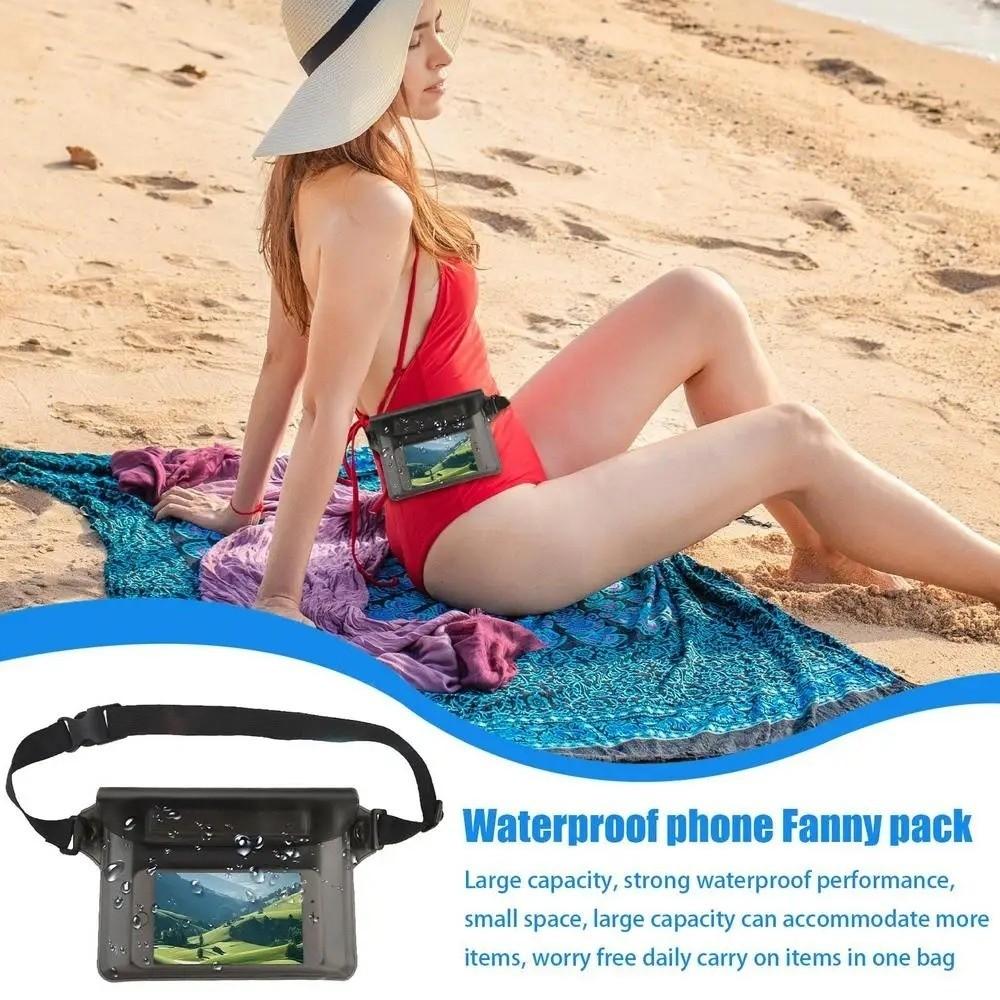 Transparent Waterproof Waist Bag Large Capacity 3 Layer Protection Swimming Bag With Waist Strap Multi-Layer Seal