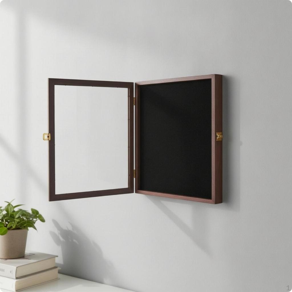 Marco de Exhibición con Puerta Abisagrada Montado en Pared Caja de Sombras Frontal de Cristal Rectangular