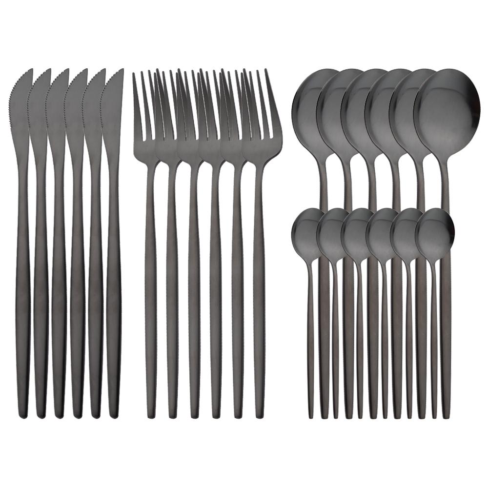 24Pcs Rainbow Cutlery Set 304 Stainless Steel Flatware Silverware Set Knife/Fork/Spoon/Teaspoon Tableware Set for Home