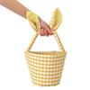 Grid Design Rabbit Ear Basket Breathable Material Moisture Resistant Easter Eggs Basket Plaid Pattern Reusable