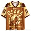 Y2K Osaka Octopus Pattern 3D Print Men sport V-neckT-shirt Outdoor street casual Fashion Quick-drying Breatha parent-child cloth