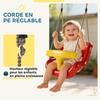Children Outdoor Swing, High Backrest, Safety Bar, Red and Yellow