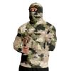 Men Digital Camouflage Print Long Sleeve Hooded Pullover with Integrated Face Covering for Outdoor Activities