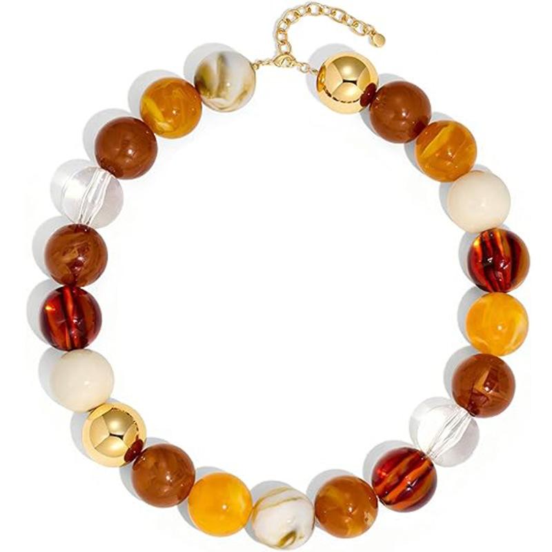 20Mm Colorful Chunky Bead Necklaces For Women Trendy Boho Collar Statement Choker Summer Beach Jewelry Birthday Gift For Her