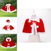 Xmas Red Velvet Santa Claus Hooded Cloak With Hat For Kids Adults