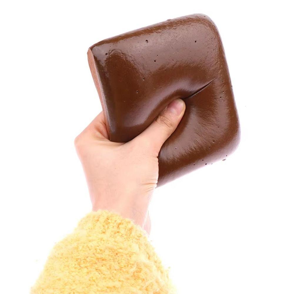 Stylish Pu Sticky Toast Slow Rebound Soft Round/Square Cute Toast Fidget Creative Simulation Food Sensory Squishy Children