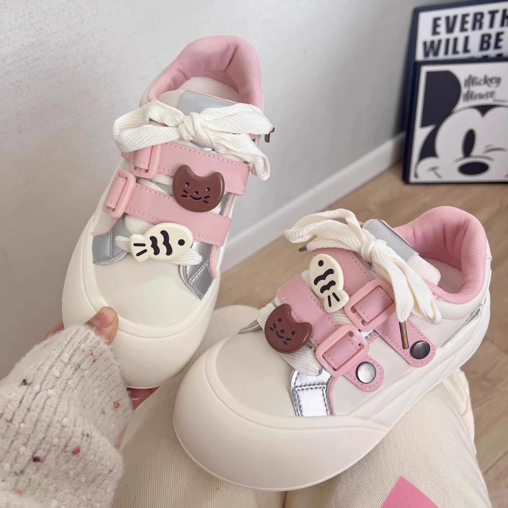 Dopamine board shoes 2025 new bread shoes ugly cute platform big head shoes cute style shoes schoolgirl round head shoes