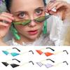Retro Trending UV400 True Film Lens Fashion Women Sunglasses Diamond Shape Rimless Sun Glasses