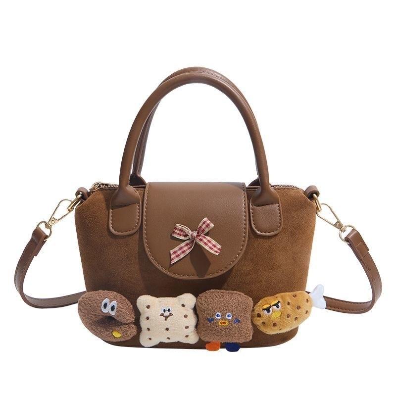 

Cartoon Cute Girls Shoulder Bag Pu Material With Adjustable Strap For Daily Use Suede Brown