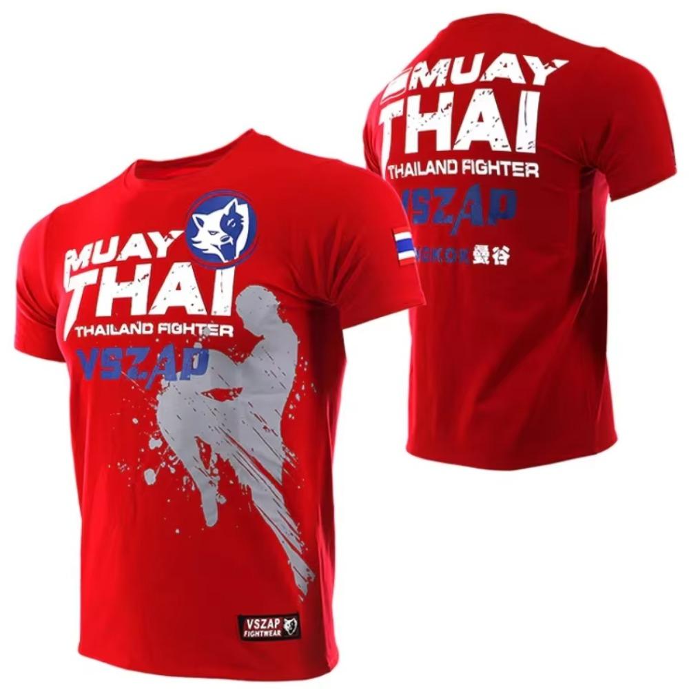 Muay Thai Fitness Training Sports T-Shirt Casual Breathable Short Sleeve Top Workout Running Wrestling