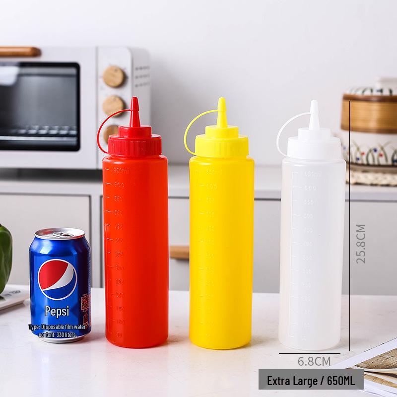 Household Squeeze Oil Bottle - Pointed Mouth for Kitchen Seasoning, Tomato Jam, Salad, or Commercial Use.