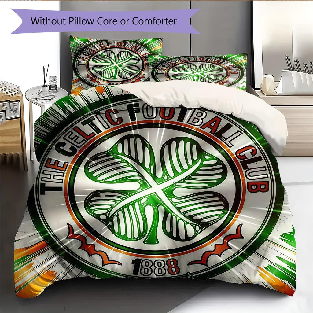Celtic Football Club Bedding Quilt Set Quilt Cover Pillowcase Home Decoration Birthday Gift (1 * Duvet Cover + 2 * Pillowcase, Without Core)