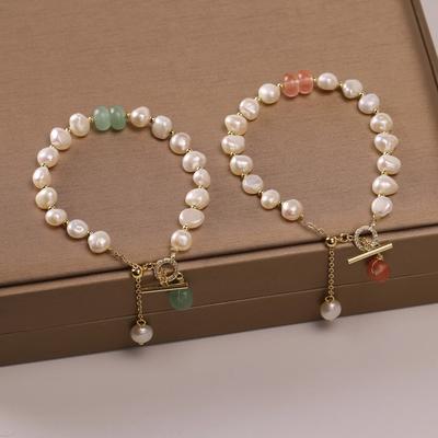 Vintage Freshwater Pearl Beads Charms Bracelet for Women Luxury Jewelry AAA Cubic Zircon Bracelet
