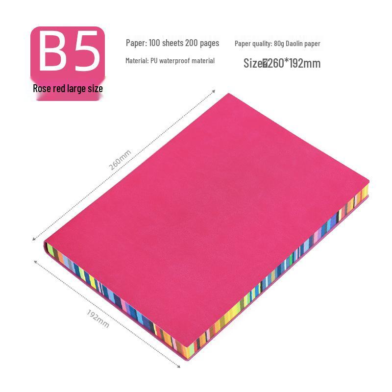 A5 Soft Cover Rainbow Edge Cute Notebook - Custom Color Edge Thick Leather Diary