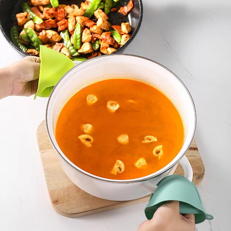 2 uds manoplas para horno de silicona resistentes al calor manoplas para pellizco guantes antideslizantes antiescaldaduras Clips soporte para ollas manoplas para horno para cocinar y hornear