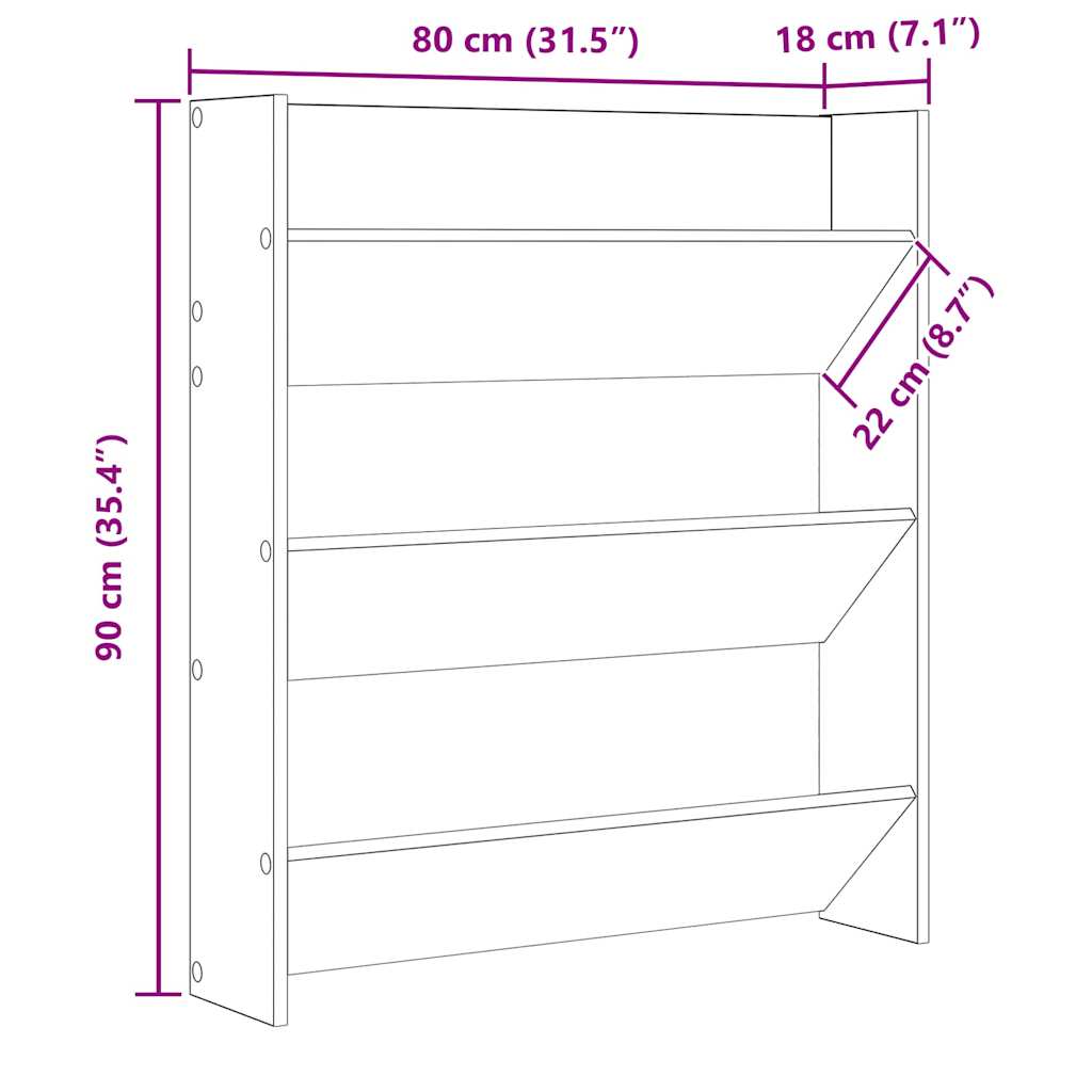 Wall Mounted Shoe Cabinet Concrete Grey 80 X 18 X 90 Cm Engineered Wood