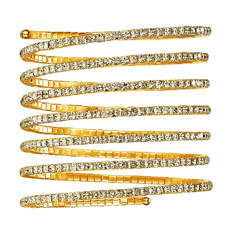 Rhinestone Arm Cuff for Women Hip-pop Armlet Bangle Bracelet for Girls Women Punk Glistening Retro Arm Cuff Jewelry