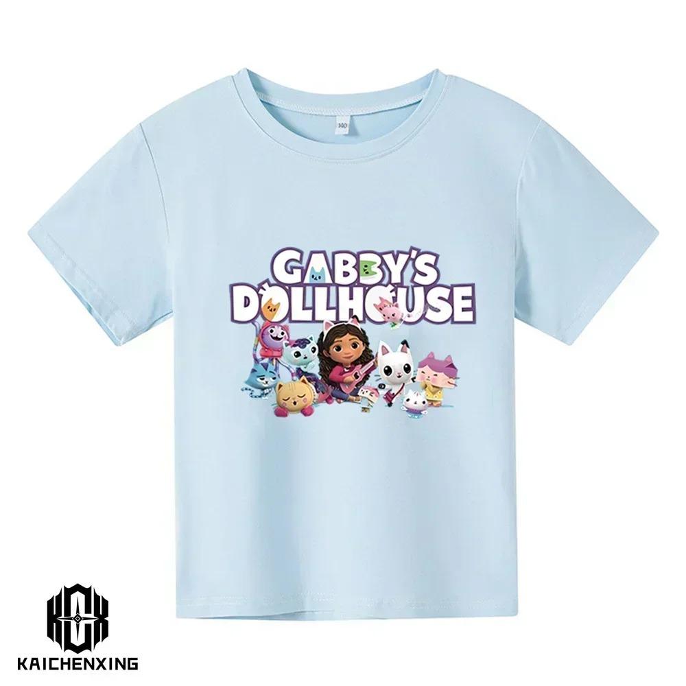 Cute Gabbys Doll House Cartoon Kids T-Shirts 2026 Summer Short Sleeve Children Tops for Girls And Baby Boys Funny Clothing