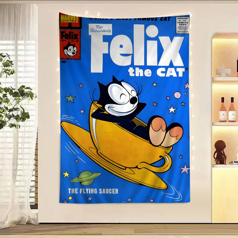 Anime Cartoon Ffelix The Ccats Tapestry Art Printing Japanese Wall Tapestry Anime Wall Hanging Home Decor 74x94cm(29x37in)
