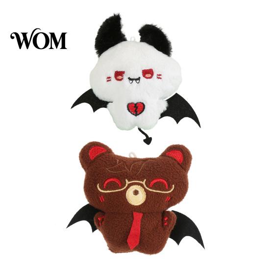 Embroidered Animal Doll Halloween Bear Bat Plush Pendant, Stuffed Devil Backpack Bag Charm, Charm Hanging with Bead Chain, Party Favors Toy Chain