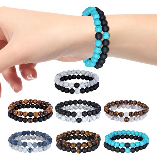 

2шт браслет для йоги модный очаровательный эластичный браслет черный браслет из бисера для йоги для любовника C