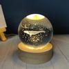 Whale 3D Crystal Ball Night Light With Wooden Base - LED USB Table Lamp