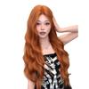 Damenperücke in schmutzigem Orange, lang und lockig, mit Mittelscheitel - Natürlicher Look für den täglichen Gebrauch