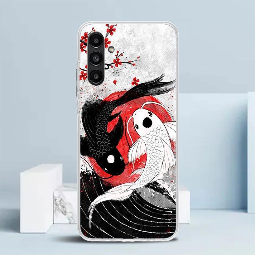 Japan Koi Fish Yin Yang Art Phone Case For Samsung Galaxy A17 A37 A57 A16 A15 A14 A13 A56 A55 A54 A53 A36 A35 A34 A33 A26 A25 A2