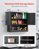 Metal Wall Cabinet, 76.2W X 30.5D X 76.2H Inch, Steel Floating Hanging Storage Cabinet with Locking Doors and Adjustable Shelf for Garage, Basement,