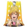 Flannel Throw Blanket Demon Slayer Kimetsu No Yaiba Japanese Agatsuma Zenitsu Anime Warm Blankets Bedspread for Home Picnic Sofa