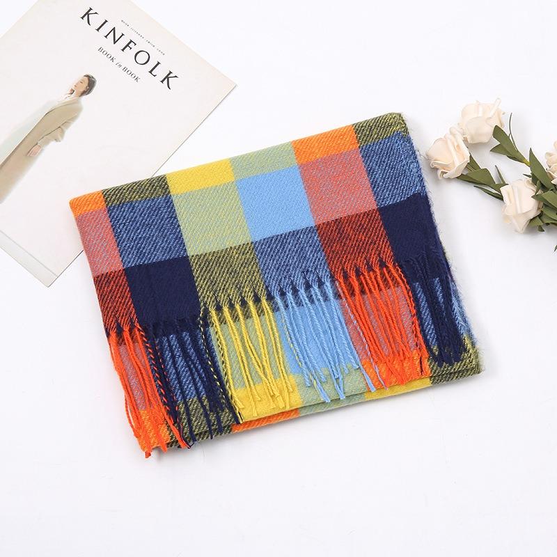Autumn and winter new plaid cashmere scarf women's warm scarf fashion shawl winter student high-end scarf