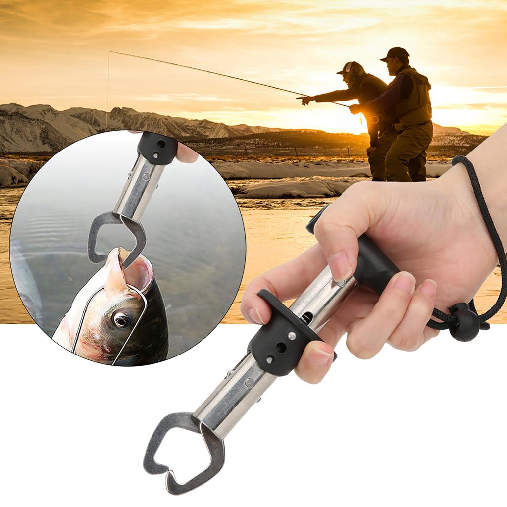 Stainless Steel Fishing Clamp Fish Grip Control Tackle Equipment Accessory with Weigh Ruler Anti